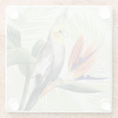 Dessous-de-verre En Verre Feuilles de palmiers à oiseaux noirs (Dos)