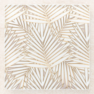 Dessous-de-verre En Verre Feuilles de palmiers dorés : art déco.