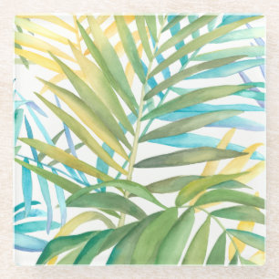 Dessous-de-verre En Verre Feuilles de palmiers tropicaux