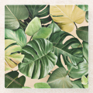 Dessous-de-verre En Verre Feuilles florales/hawaïennes/tropicales