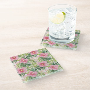 Dessous-de-verre En Verre Feuilles Tropical Green Palm