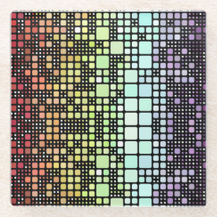 Dessous-de-verre En Verre Fierté Neurogenre Géométrique Groovy Funky Rétro M