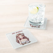 Dessous-de-verre En Verre Fille appliquant skincare Aimez-vous (Incliné)