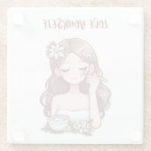 Dessous-de-verre En Verre Fille appliquant skincare Aimez-vous (Dos)