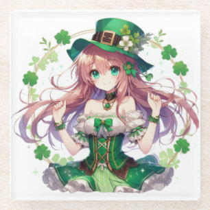 Dessous-de-verre En Verre Fille d'anime de la Saint Patrick's Day