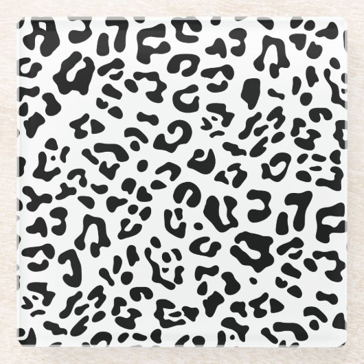 Dessous-de-verre En Verre Fille noir et blanc tache léopard (Devant)