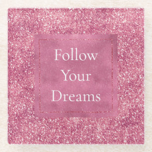 Dessous-de-verre En Verre Fille Parties scintillant rose étincelle Glitz