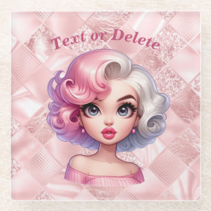 Dessous-de-verre En Verre Fille rétro glamour animée beauté dessin animé mig