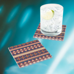 Dessous-de-verre En Verre Fils Nomades   Dessous de verre à motif aztèque