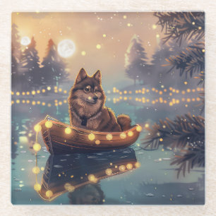 Dessous-de-verre En Verre Finlandais Lapphund Noël Festive Voyage