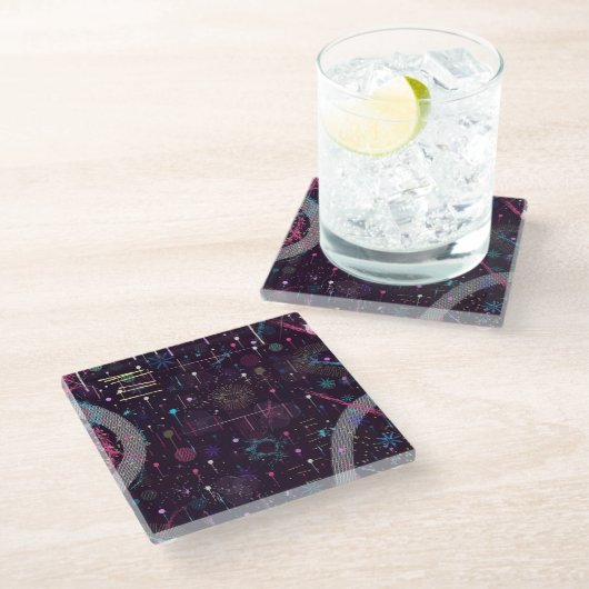 Dessous-de-verre En Verre Fireworks Display: Abstract Art (Incliné)