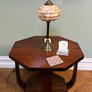 Dessous-de-verre En Verre Fizz de corail et fans blancs