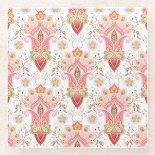 Dessous-de-verre En Verre Flair Oriental : Paisley Paon Damassé