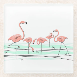 Dessous-de-verre En Verre Flamant rose Ocean Group dessous de verre en verre