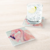 Dessous-de-verre En Verre Flamant rose Pastel (Incliné)