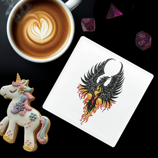 Dessous-de-verre En Verre Flammes tribales Phoenix Firebird