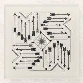 Dessous-de-verre En Verre Flèches Boho et Sun V12 Sq ID748 (Devant)