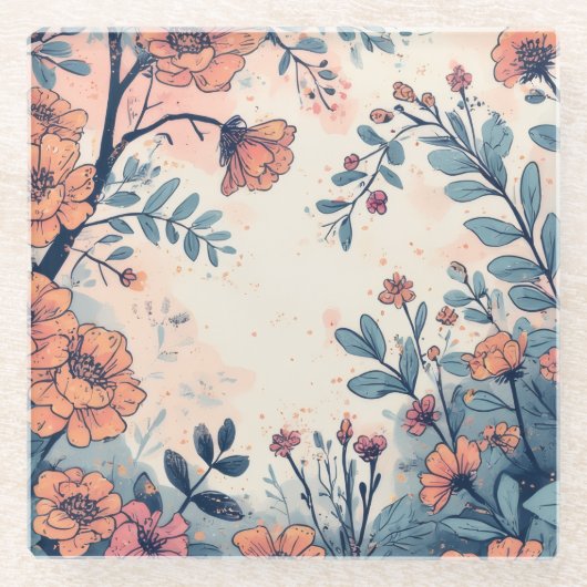 Dessous-de-verre En Verre Fleur Abstraite (Devant)