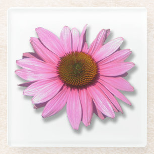 Dessous-de-verre En Verre Fleur de cône rose sur blanc, do-it-yourself photo