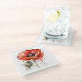 Dessous-de-verre En Verre Fleur de Crimson (Incliné)