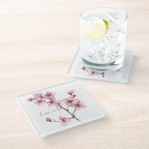 Dessous-de-verre En Verre Fleur de fleurs de cerisier rose