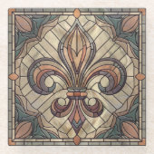 Dessous-de-verre En Verre Fleur-de-lis - Art de la mosaïque de verre (Devant)