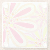 Dessous-de-verre En Verre Fleur de printemps jaune et rose (Dos)