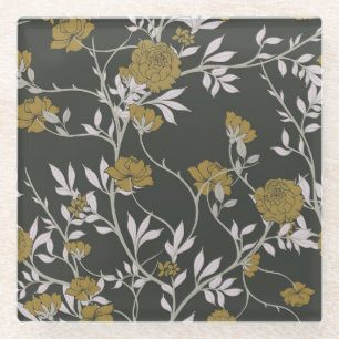 Dessous-de-verre En Verre Fleur élégant : dessin de motif vintage.