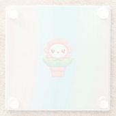 Dessous-de-verre En Verre Fleur mignonne, capricieuse en pot (Dos)