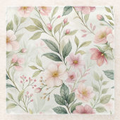 Dessous-de-verre En Verre Fleur motif rose pastel mignon (Devant)