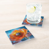 Dessous-de-verre En Verre Fleur orange (Incliné)