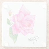 Dessous-de-verre En Verre Fleur Rose anglais aquarelle (Dos)