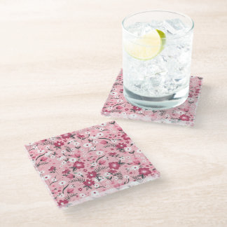 Dessous-de-verre En Verre Fleur rose tendance à motif floral dispersé