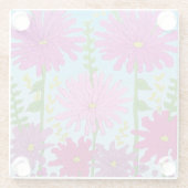 Dessous-de-verre En Verre Fleur rose vif Dessin bleu (Dos)