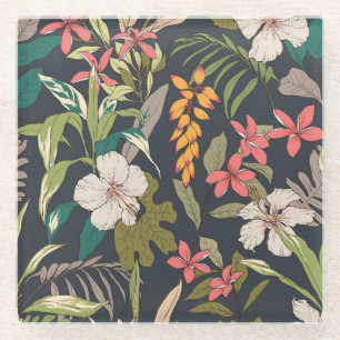Dessous-de-verre En Verre Fleur tropicale : Motif Fleur sans couture