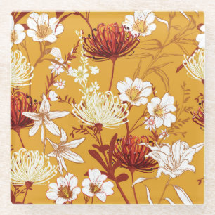 Dessous-de-verre En Verre Fleuron Rétro : Art de la ligne florale inachevé