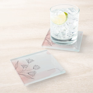 Dessous-de-verre En Verre Fleurs aquarelle rose romantique