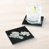 Dessous-de-verre En Verre Fleurs blanches (Incliné)