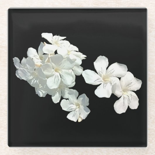 Dessous-de-verre En Verre Fleurs blanches (Devant)