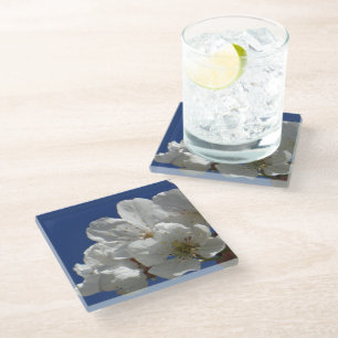 Dessous-de-verre En Verre Fleurs blanches mignonnes