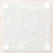 Dessous-de-verre En Verre Fleurs blanches sur Arrière - plan de papier journ (Dos)