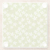 Dessous-de-verre En Verre Fleurs blanches sur Green Motif Retro (Dos)