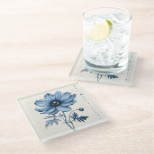 Fleurs bleues, Dessous de verre en verre, Mariage