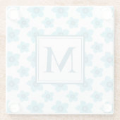 Dessous-de-verre En Verre Fleurs bleues Monogramme initial (Dos)