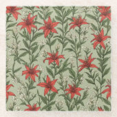 Dessous-de-verre En Verre Fleurs cardinales et motif feuille (Devant)