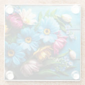 Dessous-de-verre En Verre Fleurs colorées (Dos)