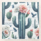 Dessous-de-verre En Verre Fleurs de cactus (Devant)
