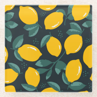 Dessous-de-verre En Verre Fleurs de citrons, Texture d'été Vintage.