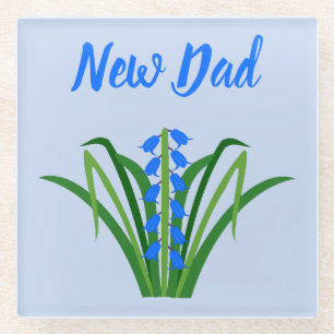 Dessous-de-verre En Verre Fleurs de Jacinthe Bleue Nouveau Papa Printemps Bé