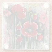 Dessous-de-verre En Verre Fleurs De Pavot En Aquarelle (Dos)
